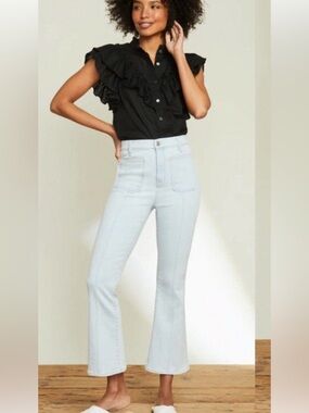 Veronica Beard Carson High Rise Ankle Flare Aspen patch pockets Jeans size 26